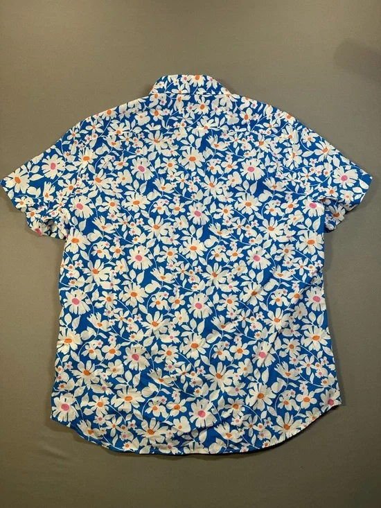 NWT J Crew Factory Short-Sleeve Printed Flex Casual Shirt, Slim Fit - Mens Large - Picture 10 of 14